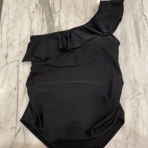 Motherhood maternity black one shoulder swimsuit